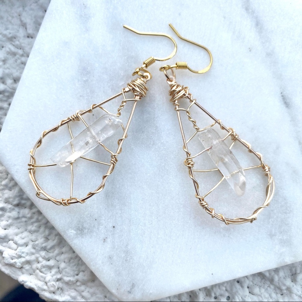 Crystal Quartz Web Earrings